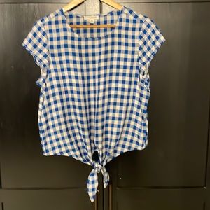 Beach Lunch Lounge gingham blue top